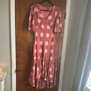 Taylor Pink and White High Low Dress